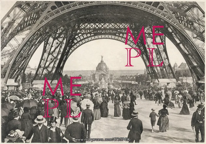 : People beneath Eiffel Tower, Paris - Exposition Universelle : People beneath Eiffel Tower, Paris - Exposition Universelle