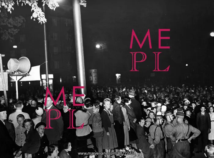 : People of Berlin during a speech broadcast of Hitler on : People of Berlin during a speech broadcast of Hitler on