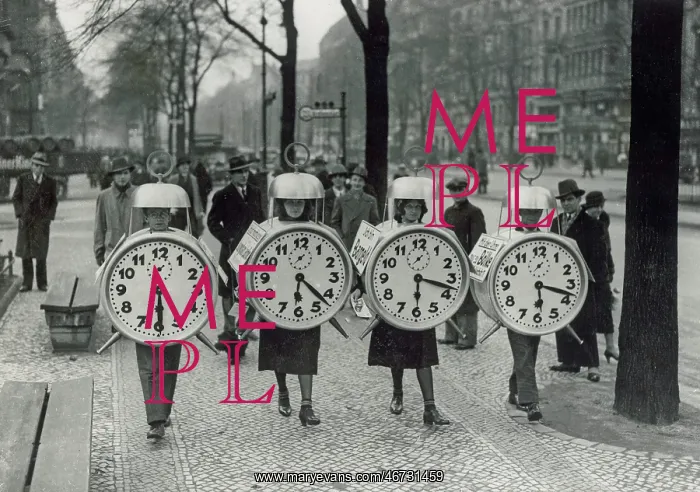 : People costumed as Alarm-Clocks : People costumed as Alarm-Clocks