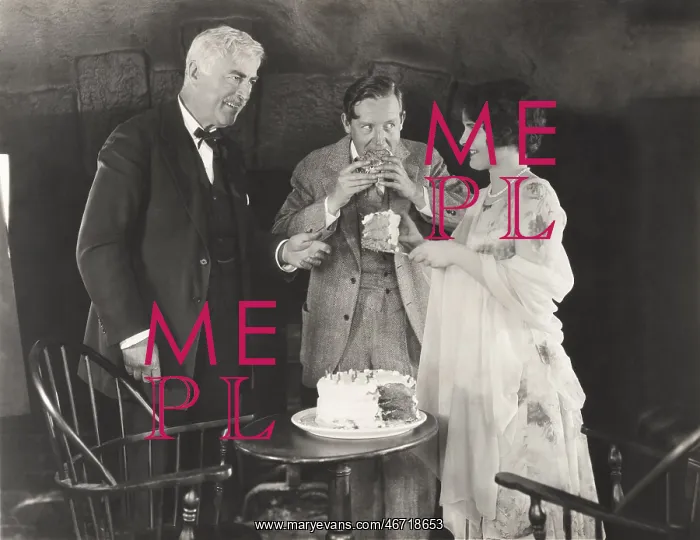 : Three people enjoying a slice of cake : Three people enjoying a slice of cake