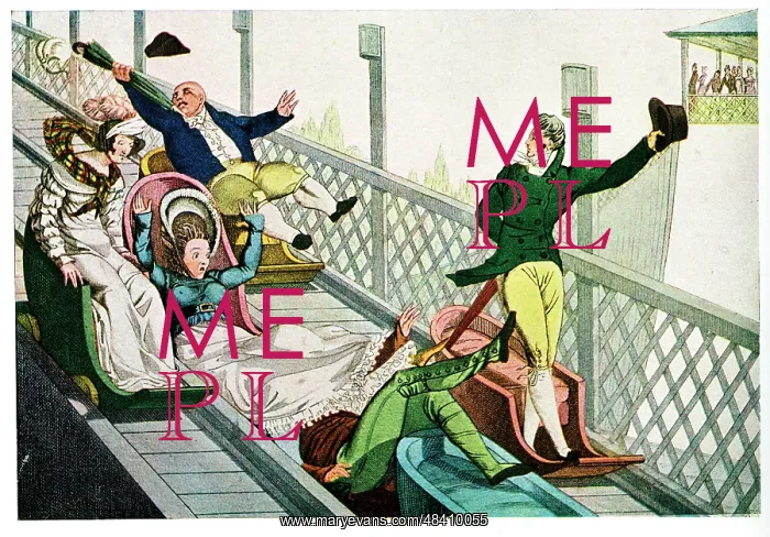  : People at a funfair, sliding down a chute