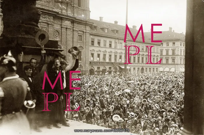 : People gather after proclamation of WW1 outbreak : People gather after proclamation of WW1 outbreak