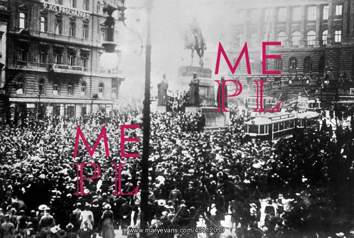 : People gathered on the Wenceslas square in Prague : People gathered on the Wenceslas square in Prague