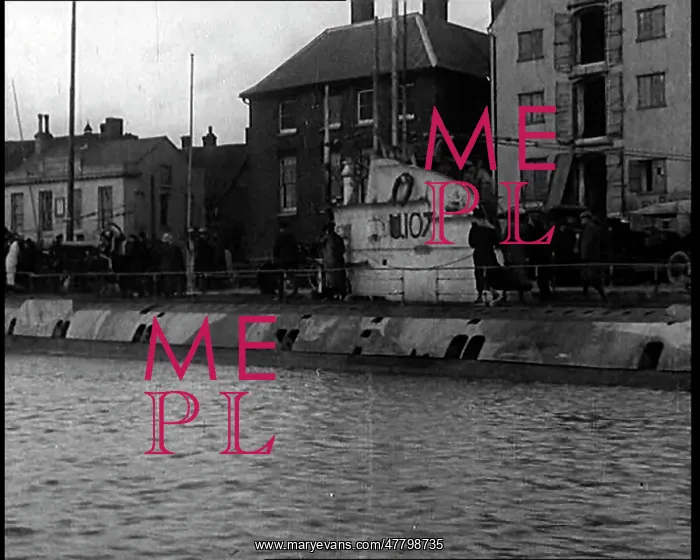 : People Looking at a Captured German U Boat : People Looking at a Captured German U Boat