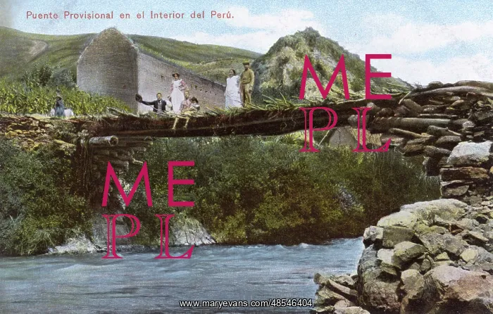 : People on a makeshift bridge, Peru, South America : People on a makeshift bridge, Peru, South America