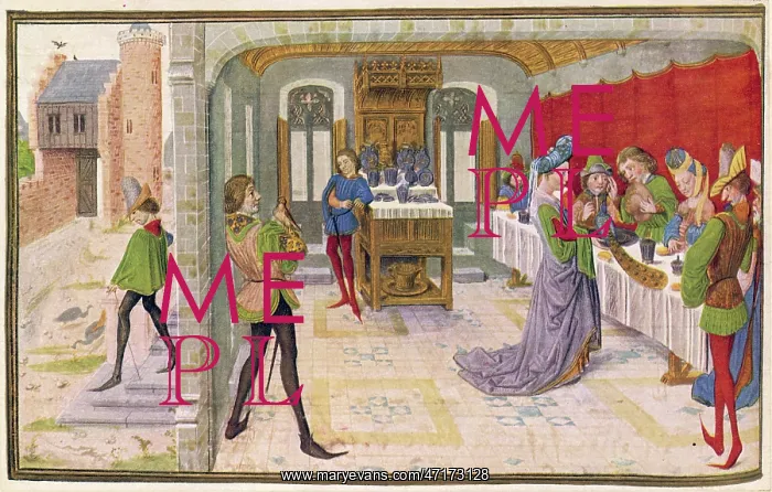 : People at a medieval banquet : People at a medieval banquet