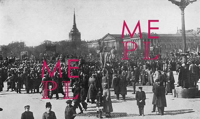 : People near Winter Palace Square, Petrograd, Russia : People near Winter Palace Square, Petrograd, Russia