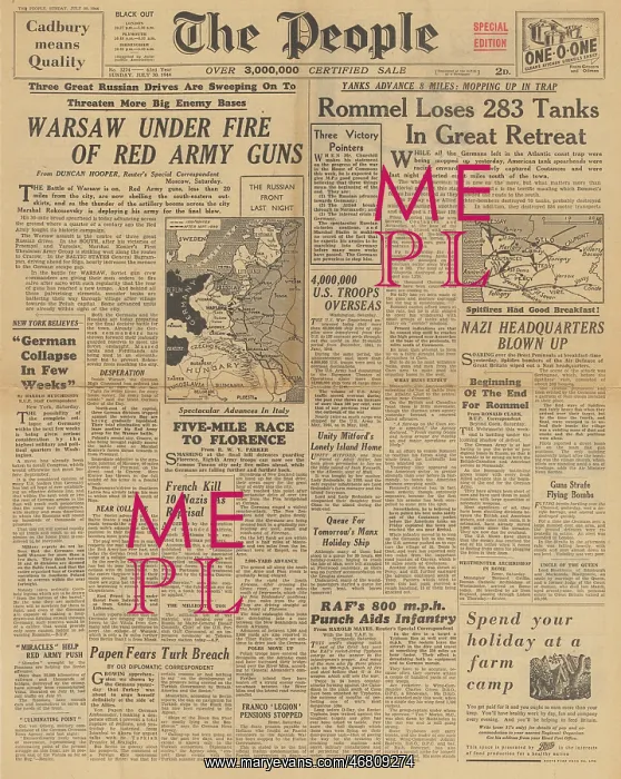 : The People front page Germans retreat in Normandy : The People front page Germans retreat in Normandy