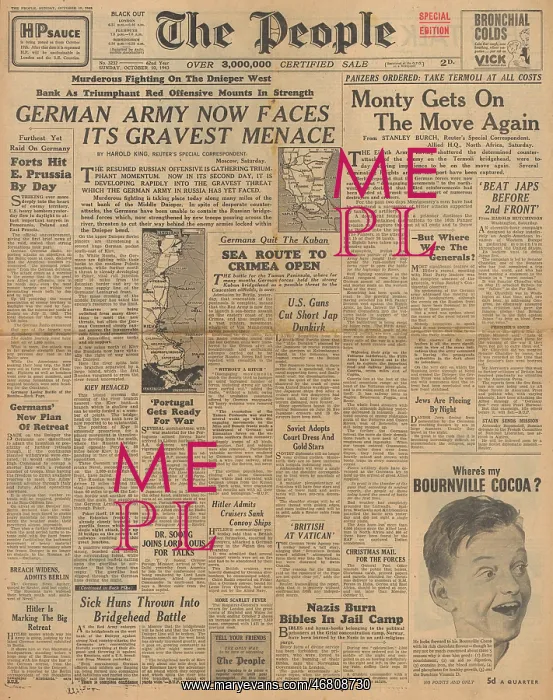 : The People front page Red Army advance on Eastern Front : The People front page Red Army advance on Eastern Front