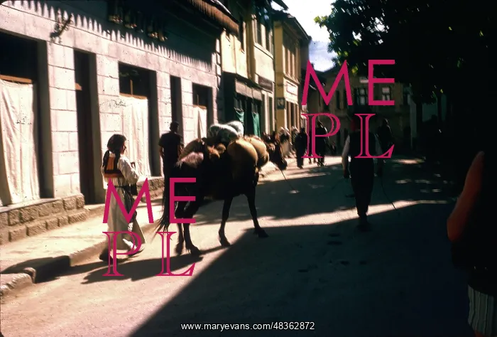 : People with ponies and sacks, Yugoslavia : People with ponies and sacks, Yugoslavia