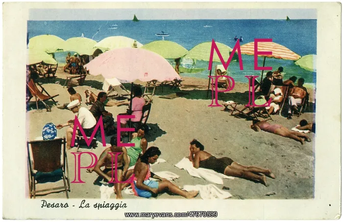 : People relaxing on the beach, Pesaro, Italy