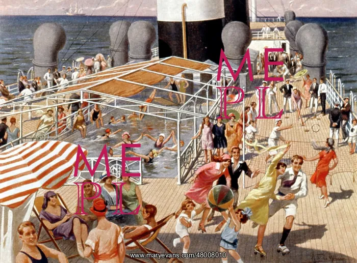 : People relaxing on the deck of a cruise ship : People relaxing on the deck of a cruise ship