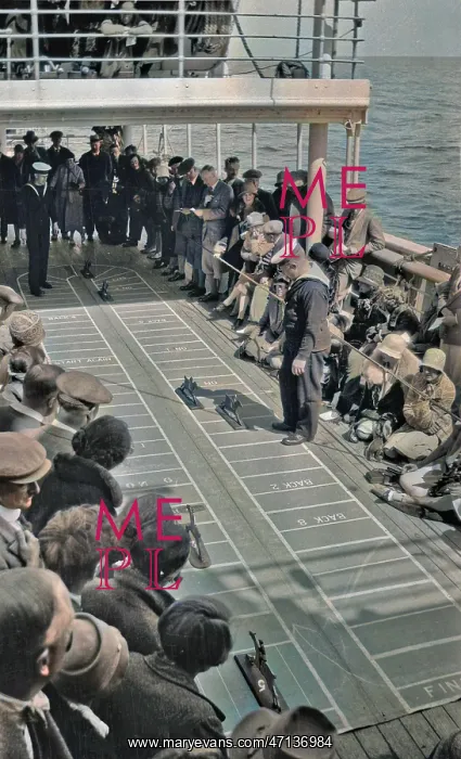 : People on ship's deck playing a game : People on ship's deck playing a game