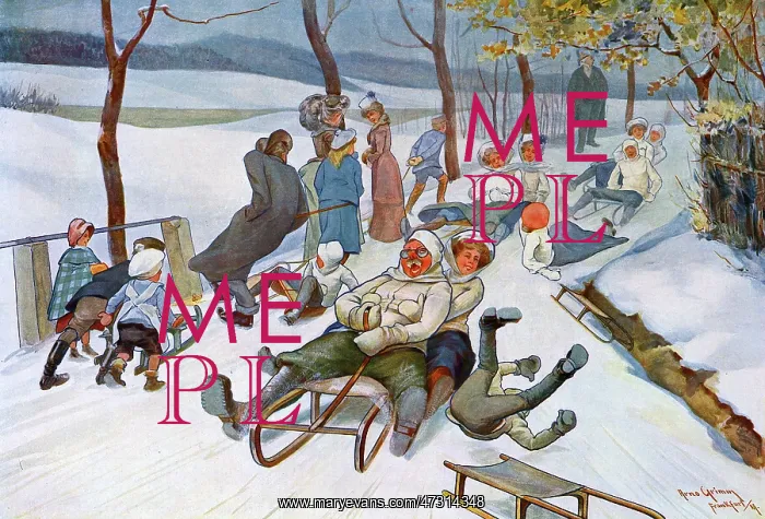 : PEOPLE SLEDGING 1908 : PEOPLE SLEDGING 1908