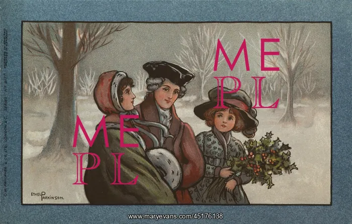 : Three people in a snowy landscape : Three people in a snowy landscape