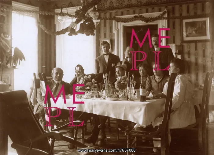 : People at a table for a Christmas meal, USA : People at a table for a Christmas meal, USA