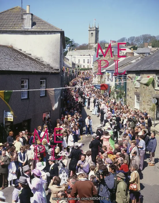 : People taking part in Helston Floral Dance, Cornwall : People taking part in Helston Floral Dance, Cornwall