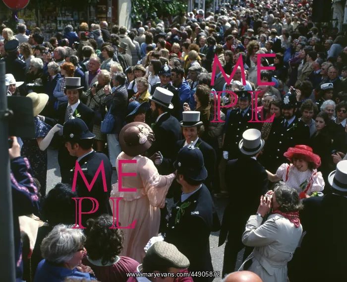 : People taking part in Helston Floral Dance, Cornwall : People taking part in Helston Floral Dance, Cornwall