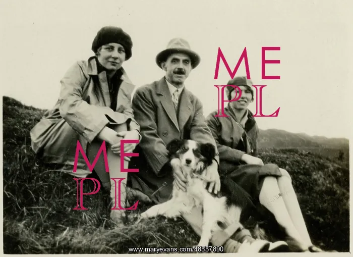 : Three people out for a walk with a collie dog