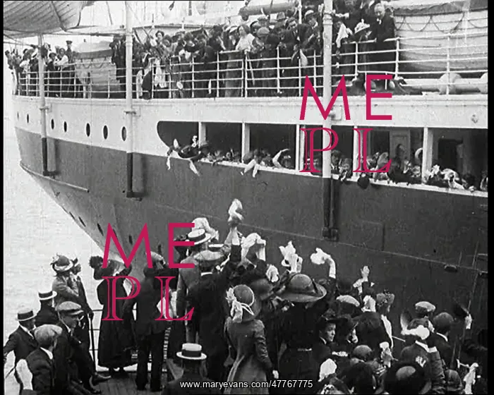: People Waving Dockside As the Royal Merchant : People Waving Dockside As the Royal Merchant
