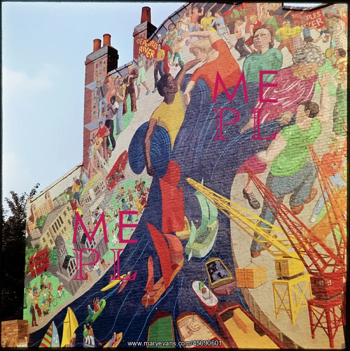 : People's River Mural, Creek Road, Greenwich, London : People's River Mural, Creek Road, Greenwich, London