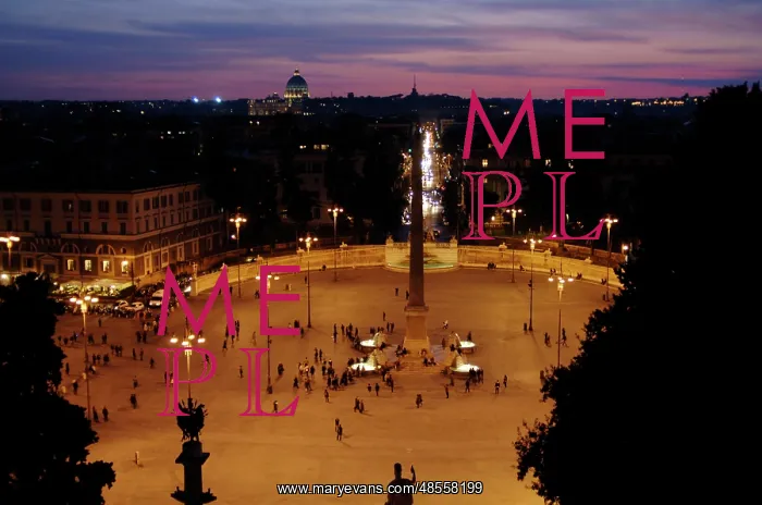 : People's Square at night. Rome : People's Square at night. Rome