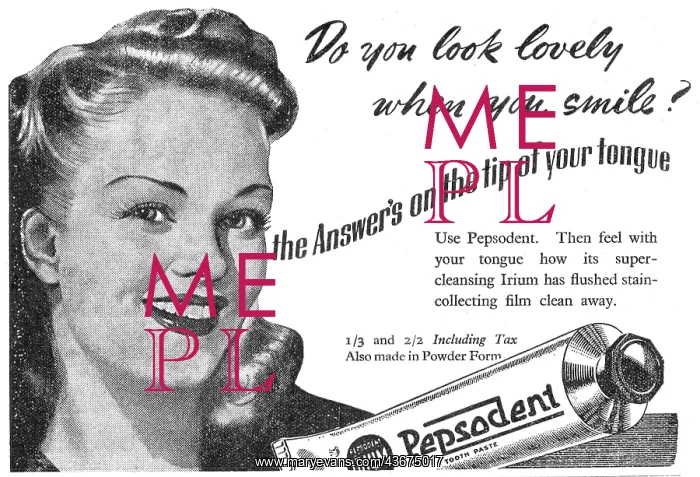 : Pepsodent Toothpaste With IRIUM. 1944 Advert : Pepsodent Toothpaste With IRIUM. 1944 Advert