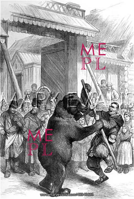 : Performing Bear in a Russian Village 1877 : Performing Bear in a Russian Village 1877