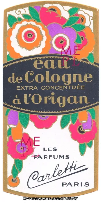 : Perfume label, Eau de Cologne a l'Origan : Perfume label, Eau de Cologne a l'Origan