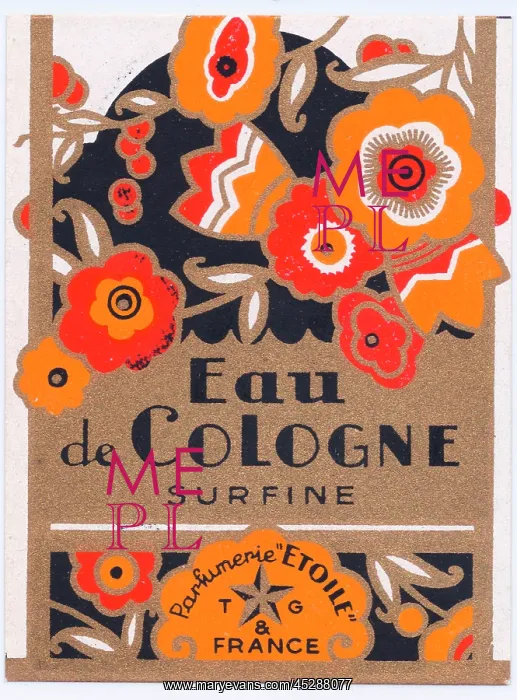 : Perfume label, Eau de Cologne Surfine : Perfume label, Eau de Cologne Surfine