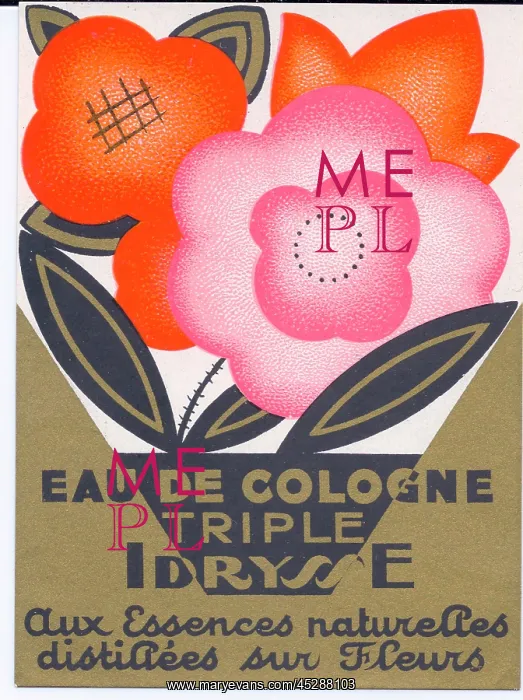 : Perfume label, Eau de Cologne Triple Idrysse : Perfume label, Eau de Cologne Triple Idrysse
