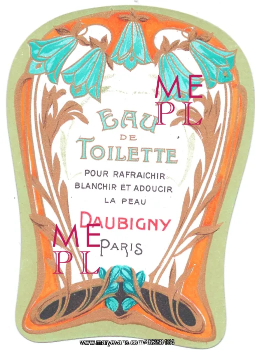 : Perfume label, Eau de Toilette, Paris : Perfume label, Eau de Toilette, Paris