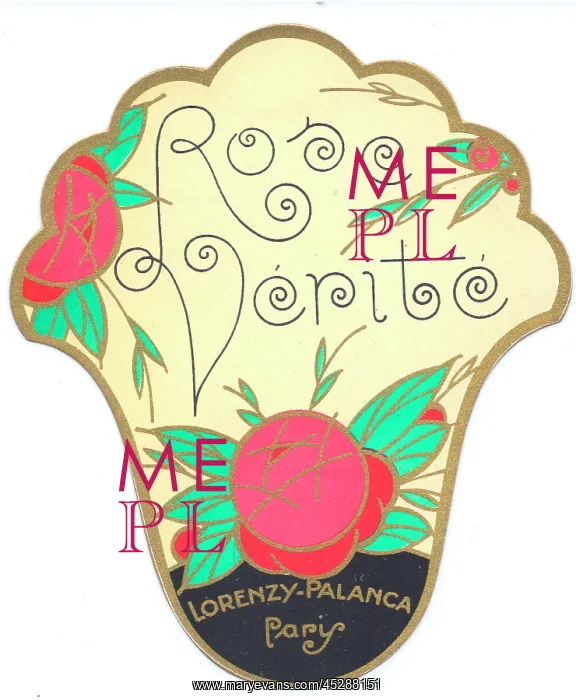 : Perfume label, Rose Verite, Paris : Perfume label, Rose Verite, Paris