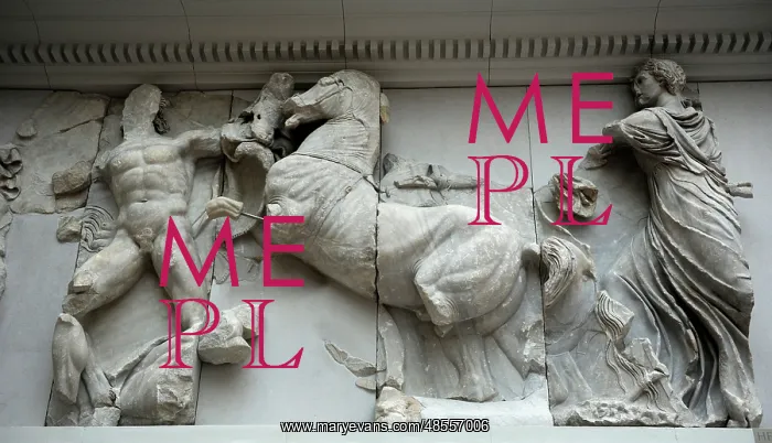: Pergamon Altar. Horse of Helios carriage attacking a giant : Pergamon Altar. Horse of Helios carriage attacking a giant