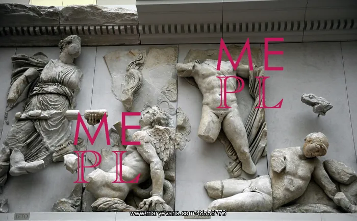 : Pergamon Altar. Leto and Apollo fighting against Tityos and : Pergamon Altar. Leto and Apollo fighting against Tityos and