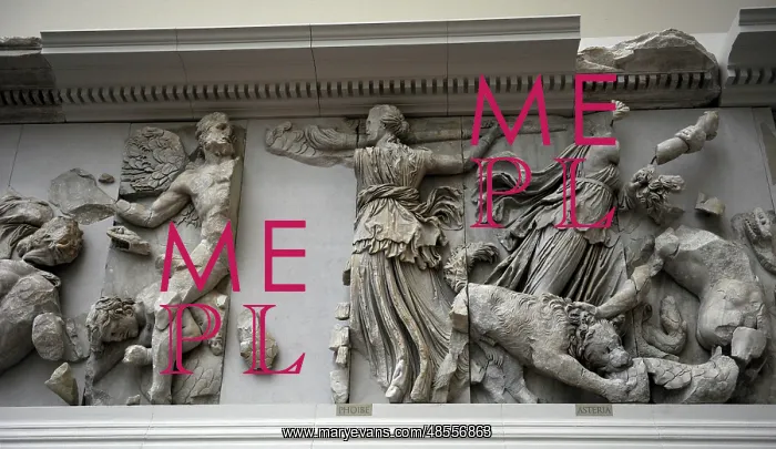 : Pergamon Altar. The Titan Phoebe with a torch fighting again : Pergamon Altar. The Titan Phoebe with a torch fighting again