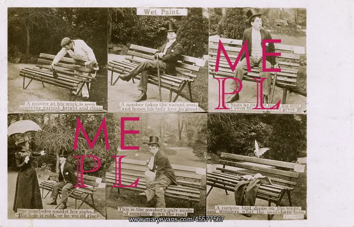 : The perils of sitting on a freshly-painted park bench : The perils of sitting on a freshly-painted park bench