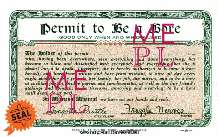 : Permit to Be a Bore : Permit to Be a Bore
