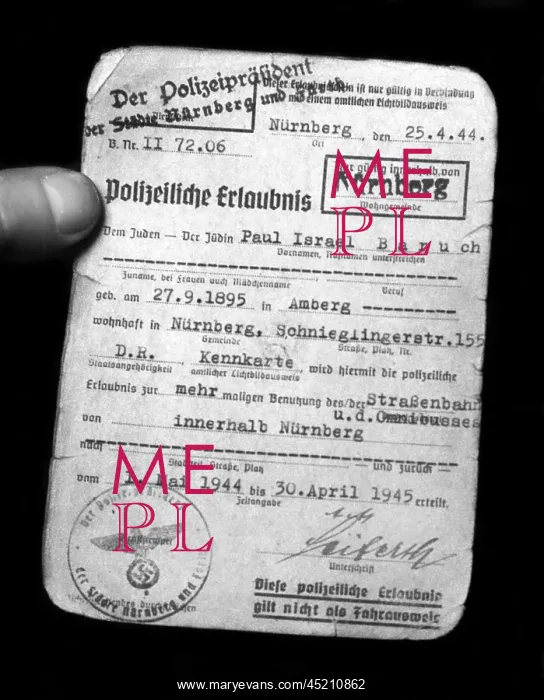 : Persecution of Jews in the Third Reich: special pass : Persecution of Jews in the Third Reich: special pass