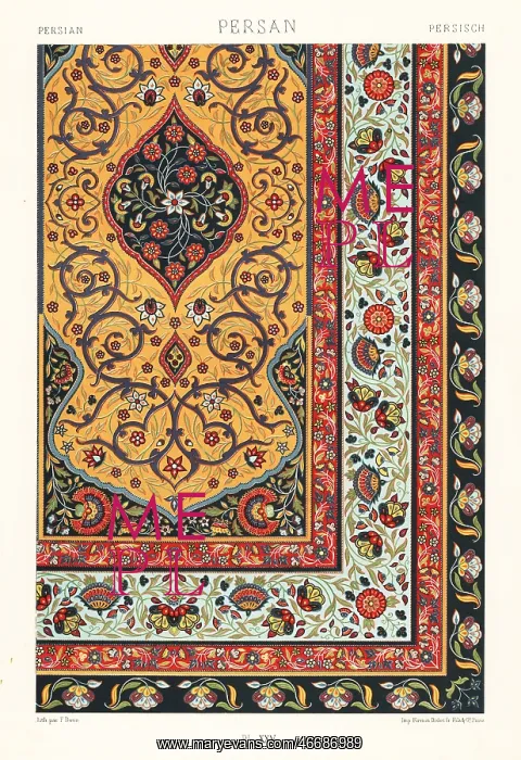 : Persian art: embroidered carpet : Persian art: embroidered carpet
