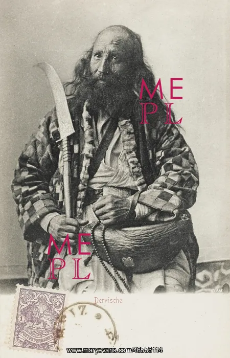 : Persian Dervish with sword and begging bowl : Persian Dervish with sword and begging bowl