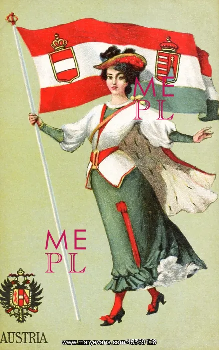 : Personification of the Austro-Hungarian Empire with Flag : Personification of the Austro-Hungarian Empire with Flag