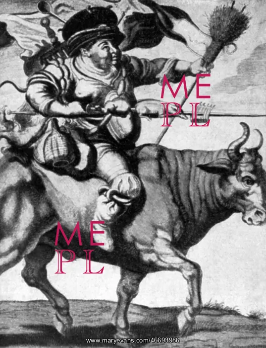 : Personification of carnival riding on ox : Personification of carnival riding on ox