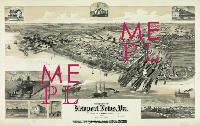 : Perspective map of Newport News, Va. County seat of Warwick : Perspective map of Newport News, Va. County seat of Warwick