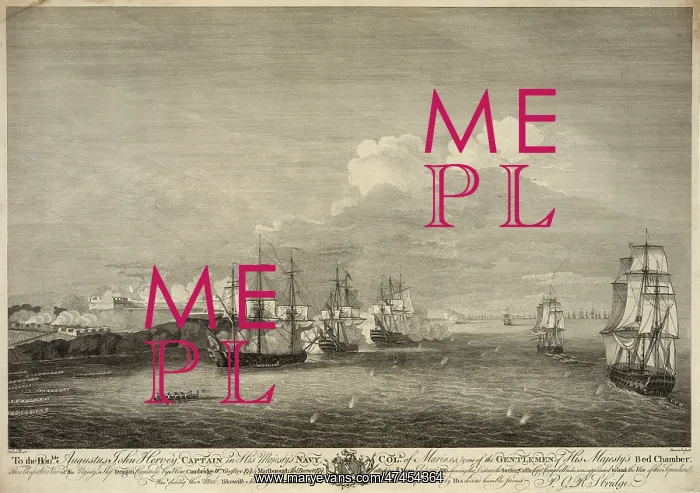 : Perspective view of his majesty's ship Dragon attacking Moro : Perspective view of his majesty's ship Dragon attacking Moro
