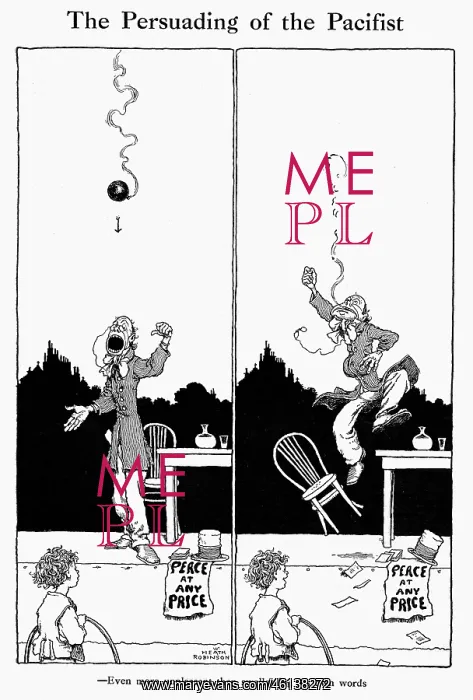 : The Persuading of the Pacifist, by W.Heath Robinson : The Persuading of the Pacifist, by W.Heath Robinson