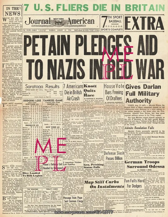 : Petain pledges to aid Germany in Russia : Petain pledges to aid Germany in Russia