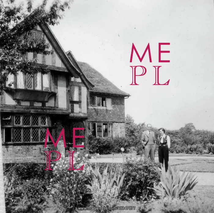 : Peter Thorneycroft outside Tudor style house : Peter Thorneycroft outside Tudor style house