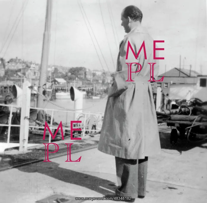 : Peter Thorneycroft standing at a ferry port : Peter Thorneycroft standing at a ferry port