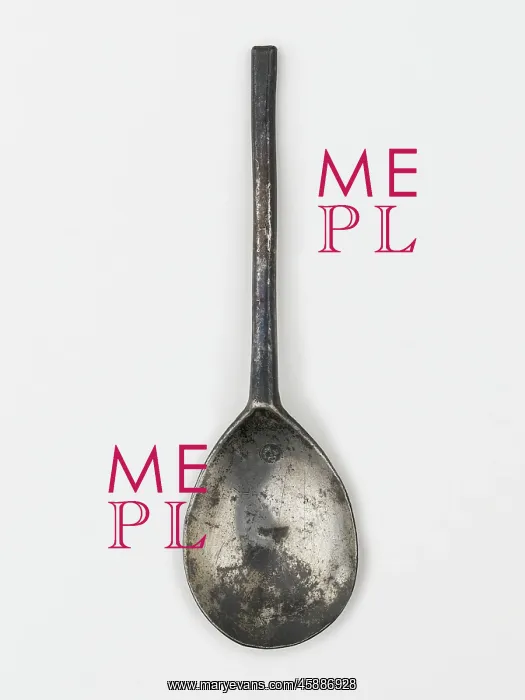: Spoon. Pewter spoon with a slip top, made in England in c.1600 with a circular : Spoon. Pewter spoon with a slip top, made in England in c.1600 with a circular